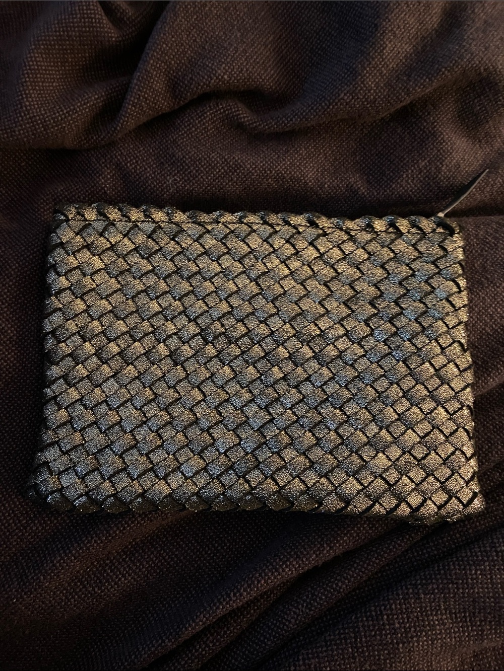 Naghedi Woven Metallic Black Card Holder Wallet - Men